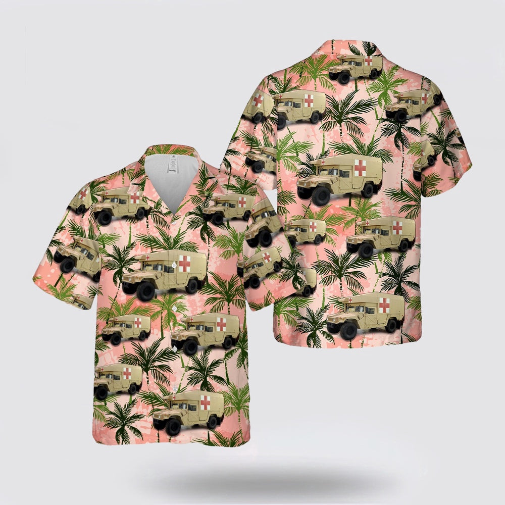 Army Hawaiian Shirt, US Army M997A3 Humvee ground ambulance Hawaiian Shirt
