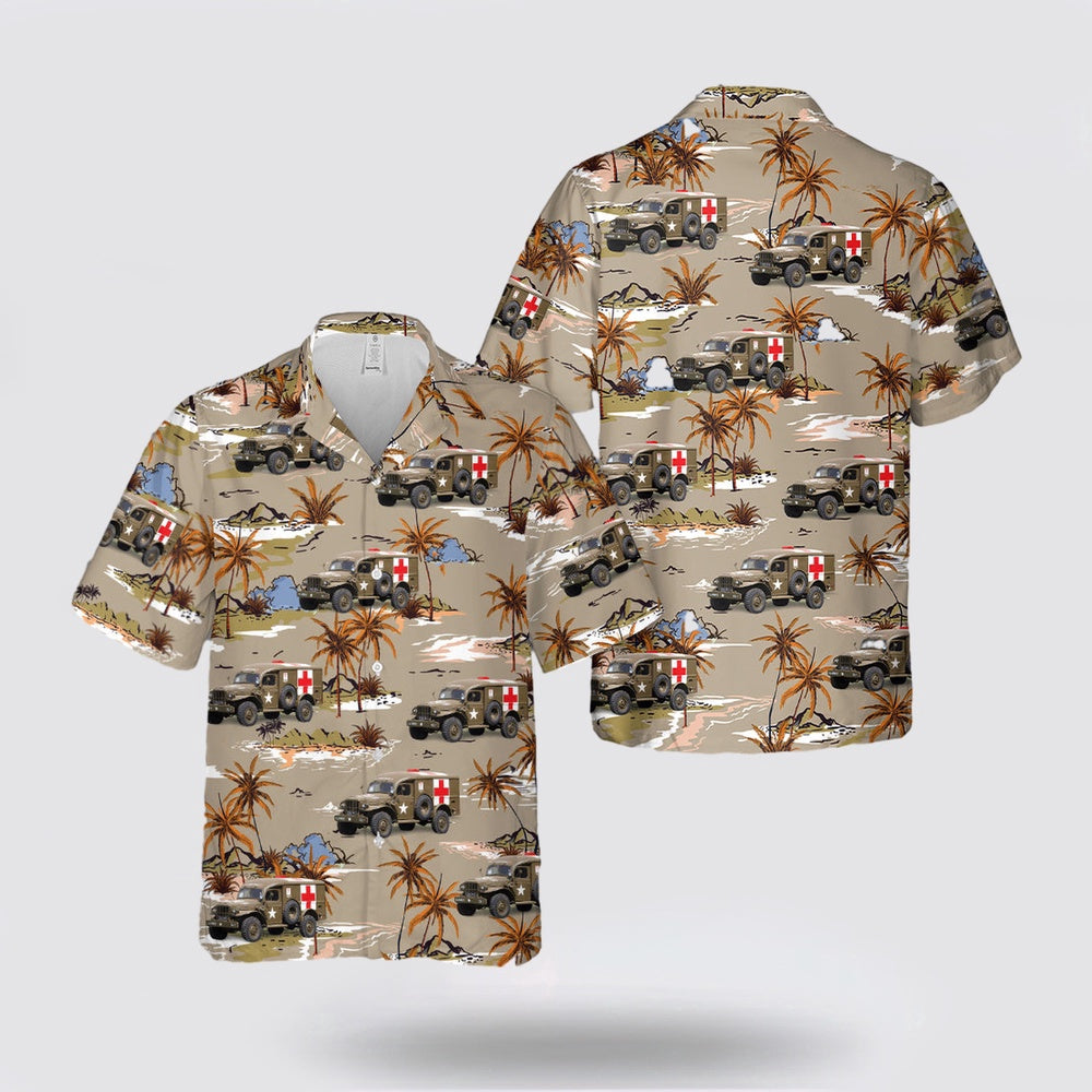 Army Hawaiian Shirt, US Army Medical Corps, Dodge WC54 Field Ambulance (1943) Hawaiian Shirt