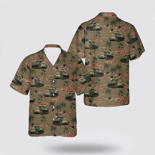 Army Hawaiian Shirt, US Army Medium Tank M4A3 Sherman Hawaiian Shirt