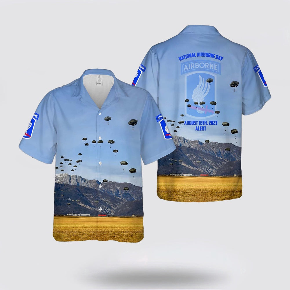 Army Hawaiian Shirt, US Army National Airborne Day 1st Squadron, 91st Cavalry Regiment, 173rd Airborne Brigade Parachute Jump Hawaiian Shirt
