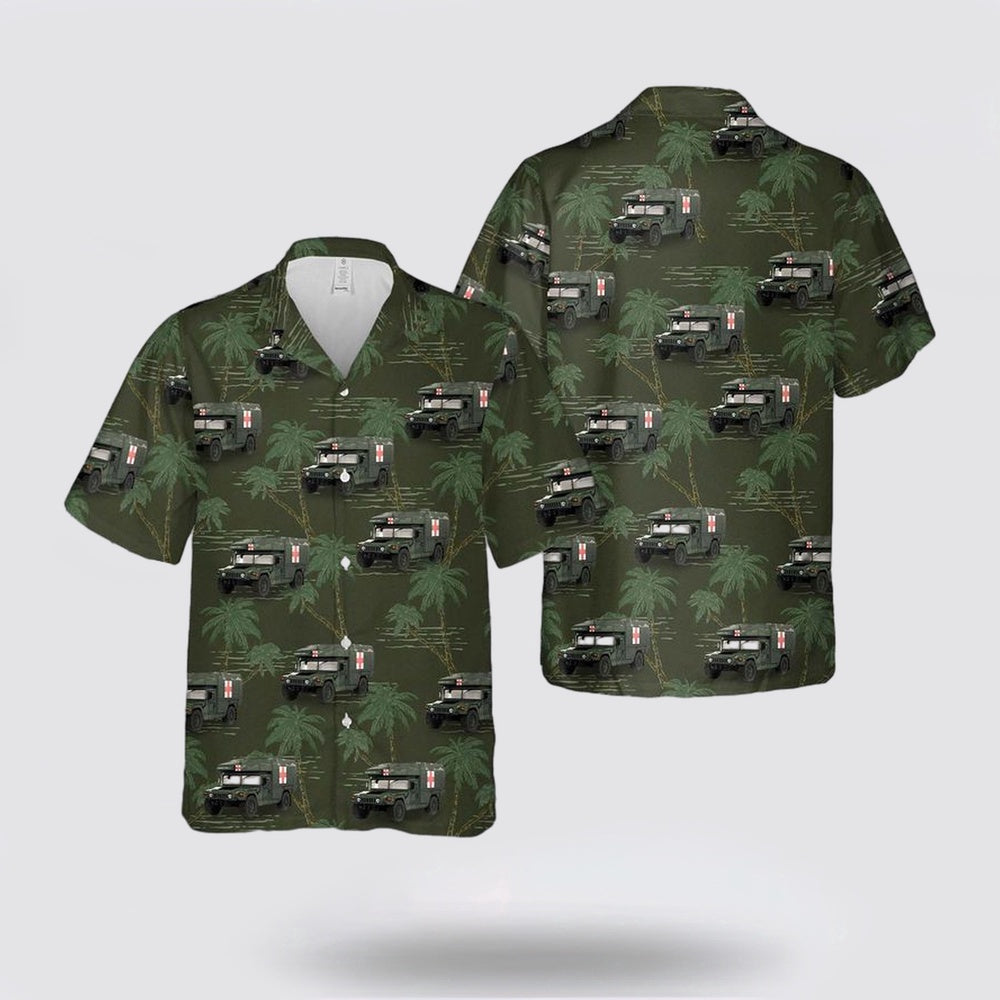 Army Hawaiian Shirt, US Army National Guard Humvee Military M997A3 Ambulance 2018 Hawaiian Shirt