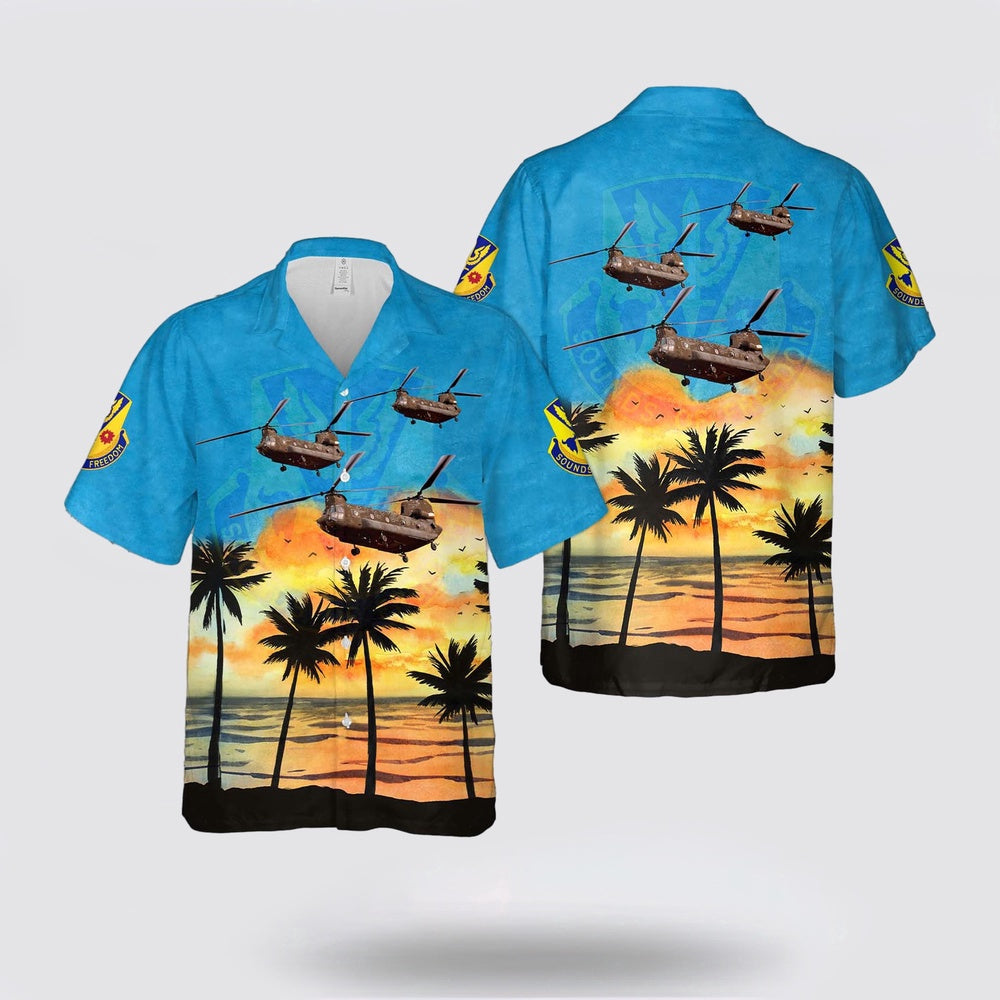 Army Hawaiian Shirt, US Army Nevada Army National Guard B Company, 1189th General Support Aviation Battalion’s CH-47F Chinook Hawaiian Shirt