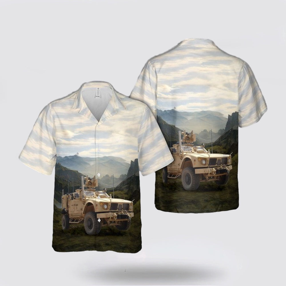 Army Hawaiian Shirt, US Army Oshkosh M-ATV (MRAP-All Terrain Vehicle) Hawaiian Shirt