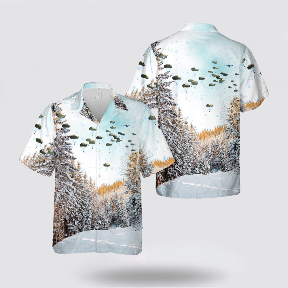 Army Hawaiian Shirt, US Army Paratroopers 1st Squadron (Airborne), 91st Cavalry Regiment Jump Grafenwoehr Training Area Christmas Hawaiian Shirt