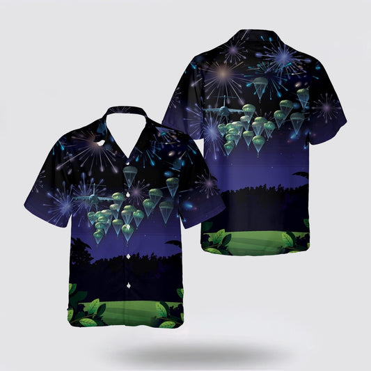Army Hawaiian Shirt, US Army Paratroopers With The 82nd Airborne Division Parachute, 4th Of July Hawaiian Shirt