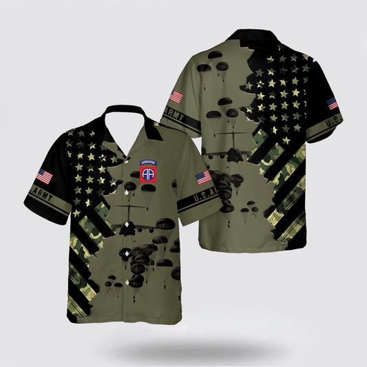 Army Hawaiian Shirt, US Army Paratroopers With The 82nd Airborne Division Parachute Hawaiian Shirt