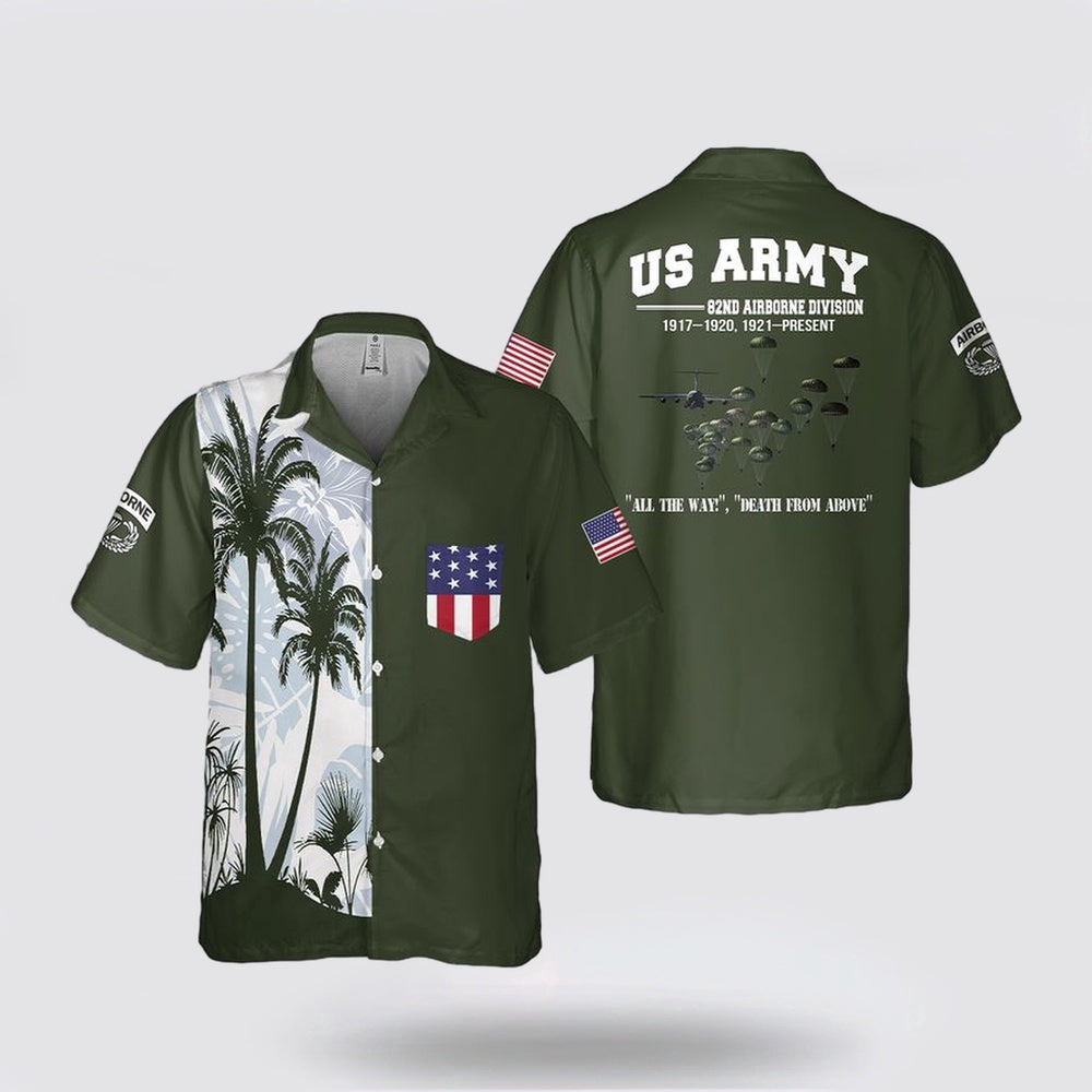 Army Hawaiian Shirt, US Army Paratroopers With The 82nd Airborne Division Parachute Pocket Hawaiian Shirt