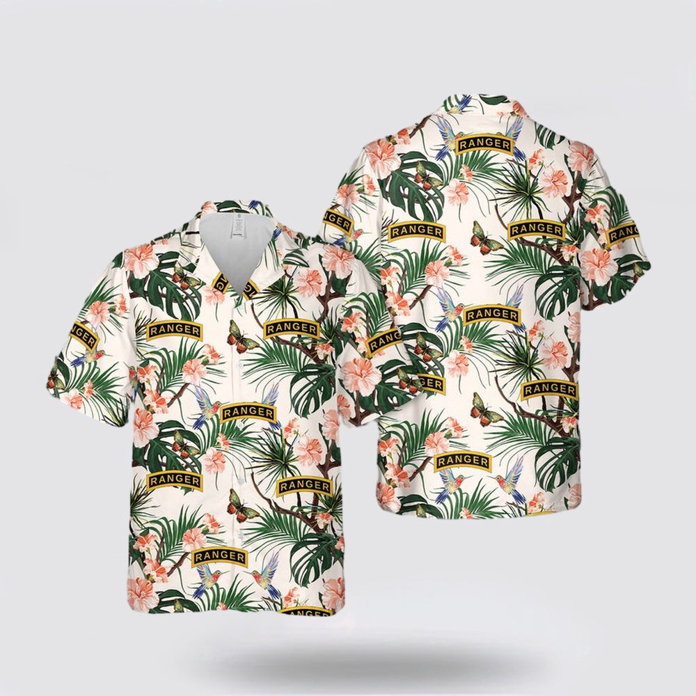 Army Hawaiian Shirt, US Army Ranger Tab Hawaiian Shirt