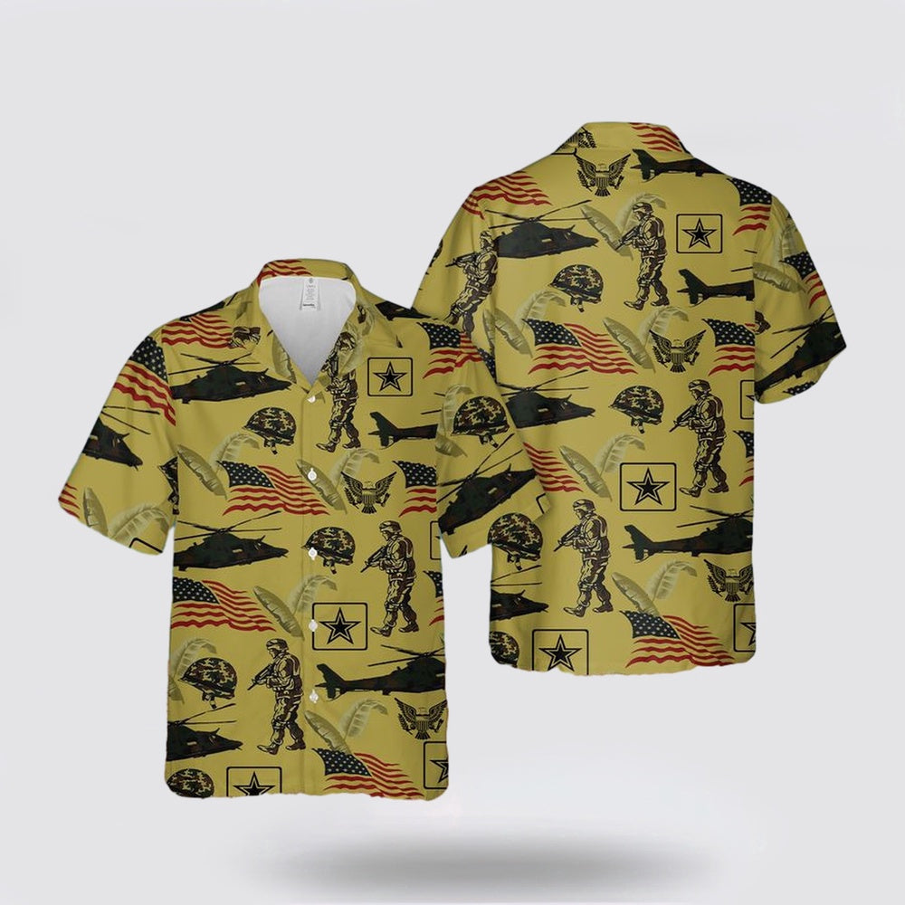 Army Hawaiian Shirt, US Army Short Sleeve Hawaiian Shirt_8013