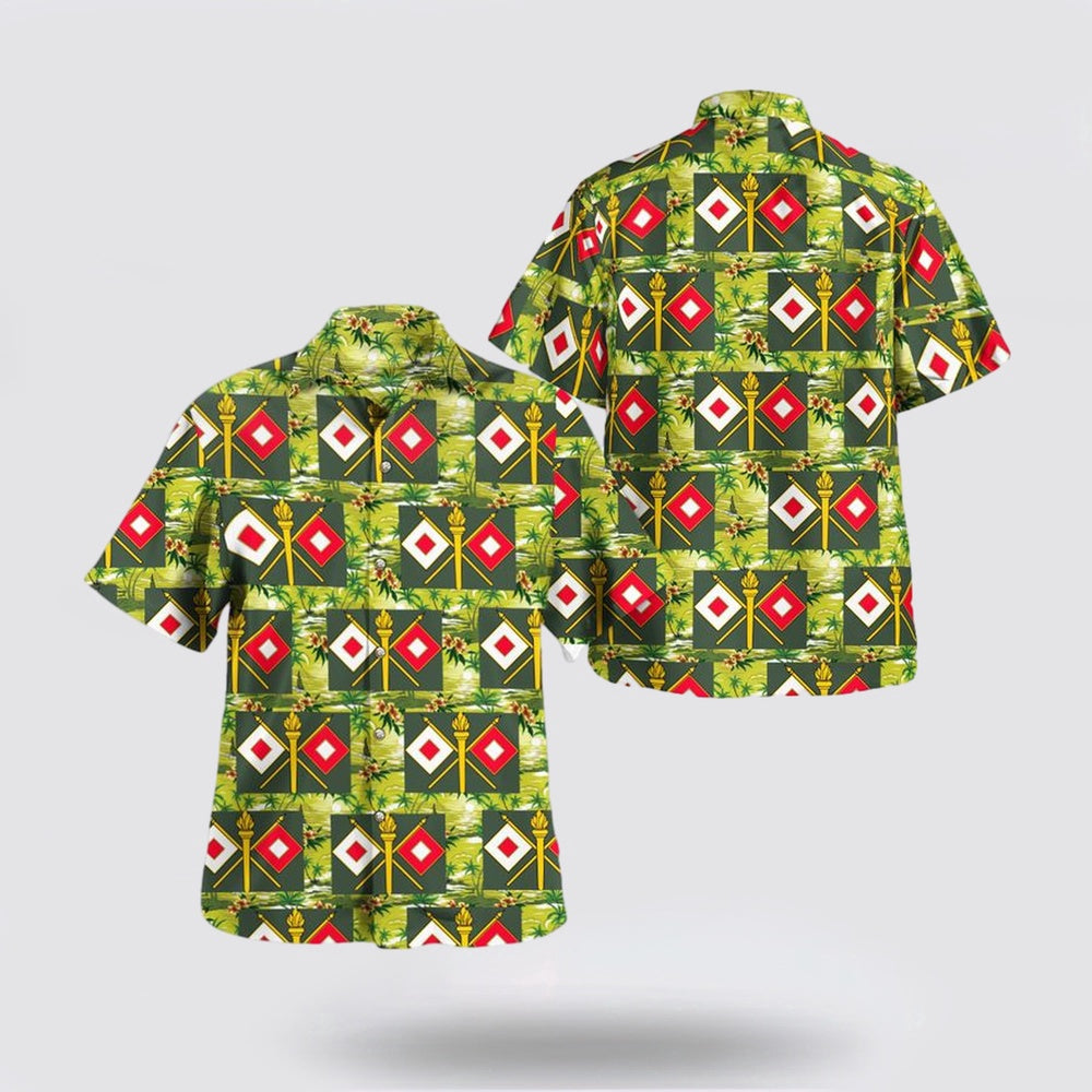 Army Hawaiian Shirt, US Army Signal Corps Branch Badge Hawaiian Shirt