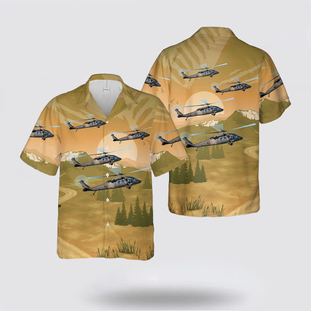 Army Hawaiian Shirt, US Army Sikorsky UH-60A Black Hawk (S-70A) Hawaiian Shirt