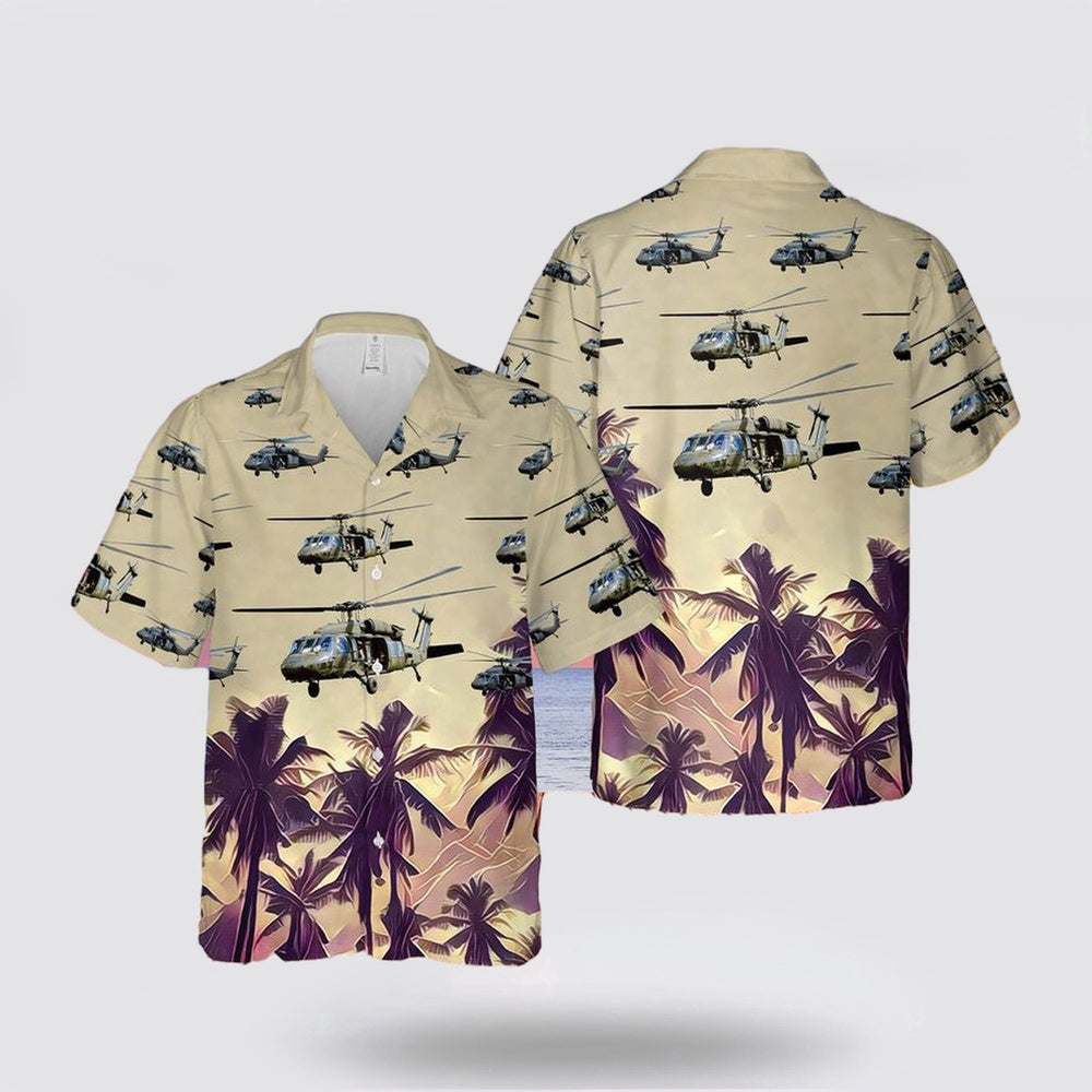 Army Hawaiian Shirt, US Army Sikorsky UH-60 Black Hawk Helicopter Hawaiian Shirt