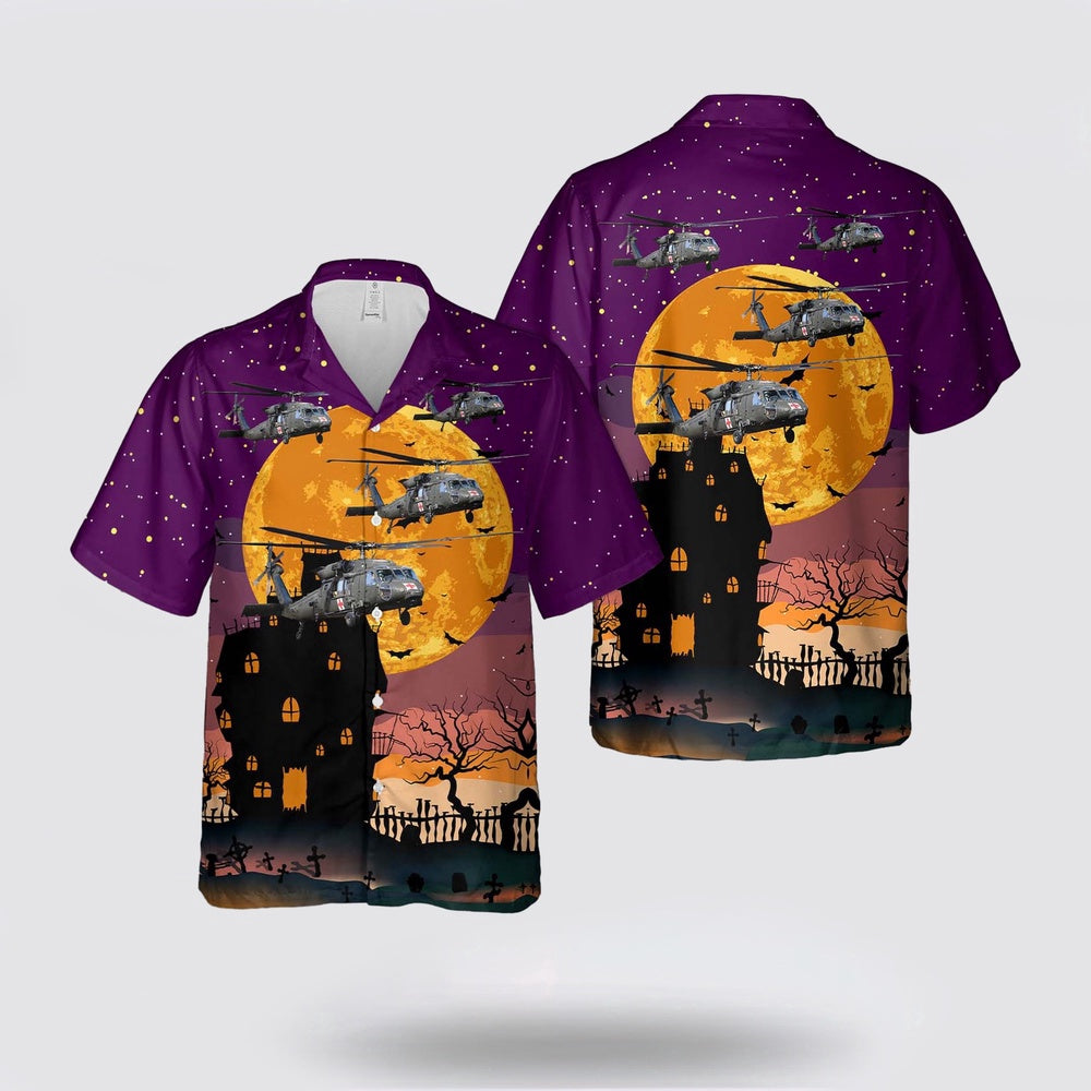 Army Hawaiian Shirt, US Army Sikorsky UH-60 Blackhawk Medevac Halloween Hawaiian Shirt