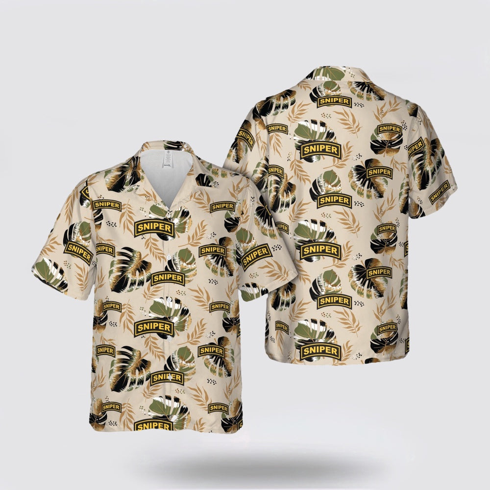 Army Hawaiian Shirt, US Army Sniper Tab Hawaiian Shirt