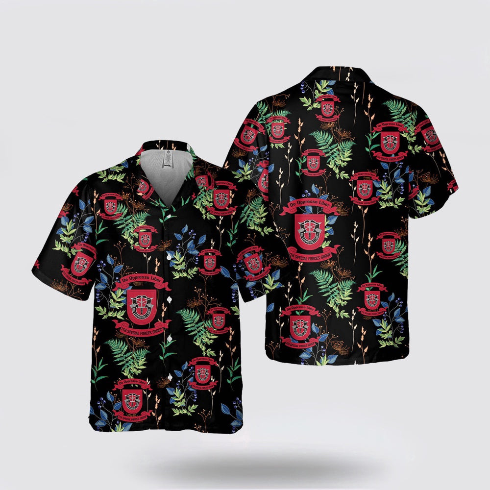 Army Hawaiian Shirt, US Army Special 7th Special Forces Group (7th SFG)(A) Pocket Hawaiian Shirt