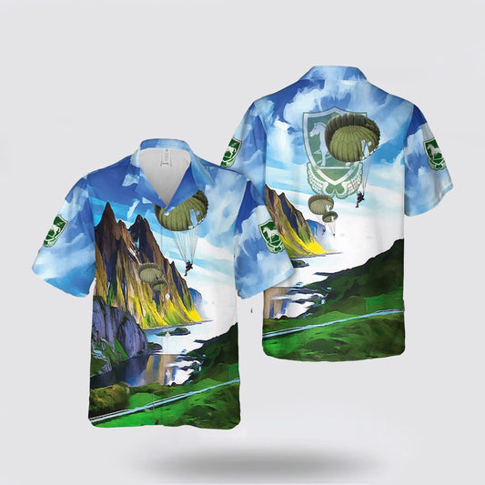 Army Hawaiian Shirt, US Army Special Forces 10th Special Forces Group (Airborne) (10th SFG (A)) Parachute Hawaiian Shirt