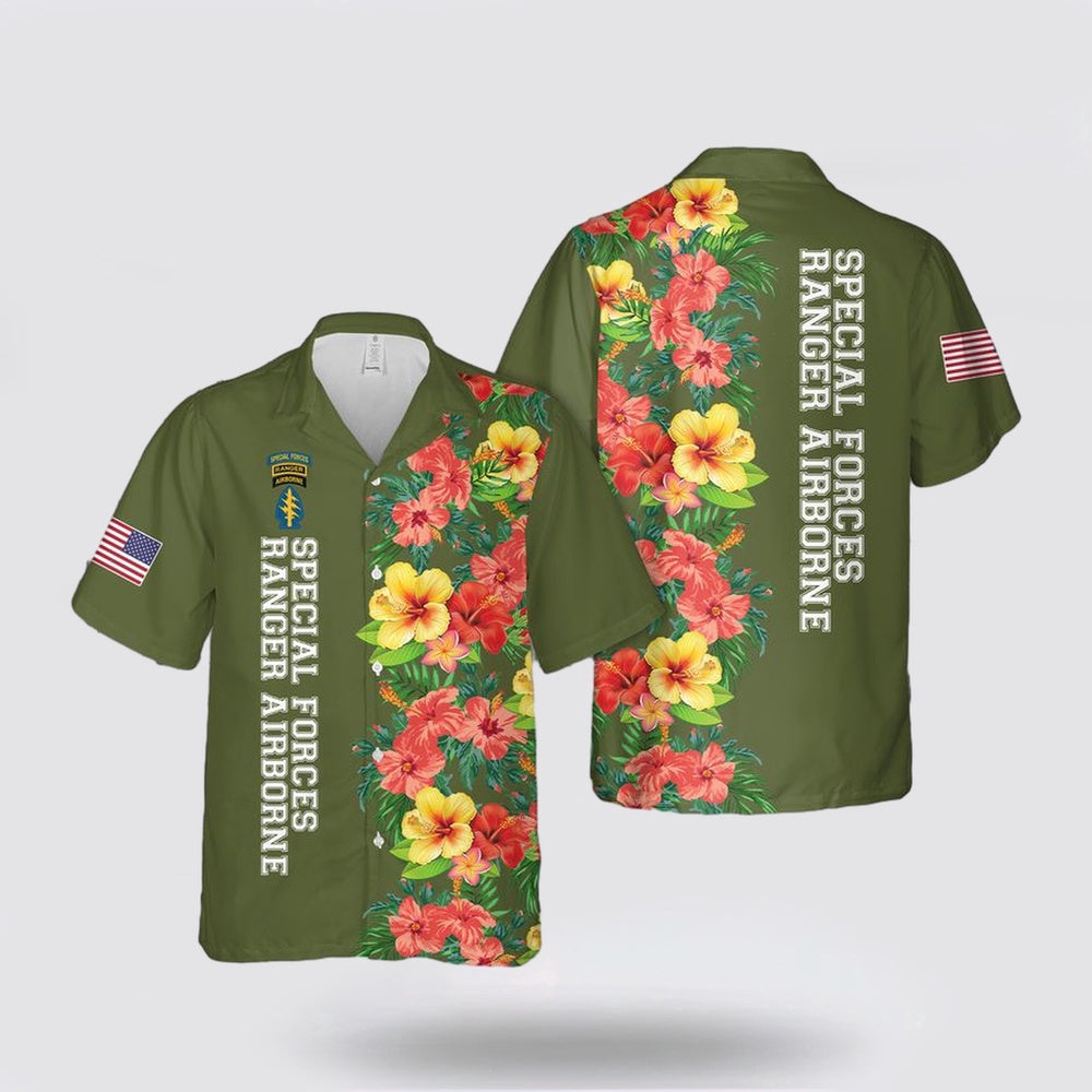 Army Hawaiian Shirt, US Army Special Forces Ranger Airborne Hawaiian Shirt, Military Hawaiian Shirt