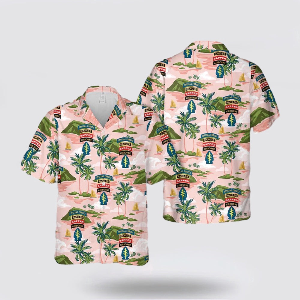 Army Hawaiian Shirt, US Army Special Forces Ranger Sapper Airborne Hawaiian Shirt