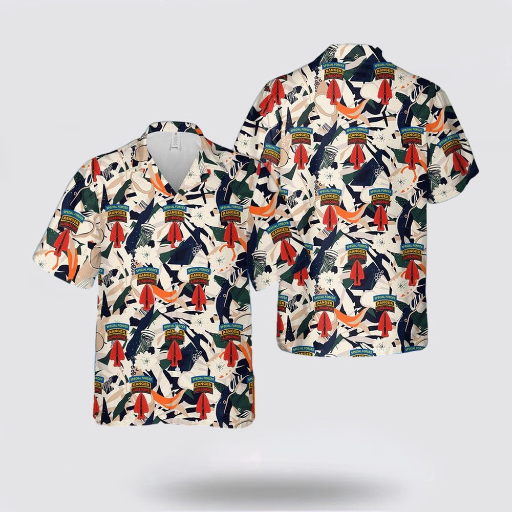 Army Hawaiian Shirt, US Army Special Operations Command with Airborne, Ranger and Special Forces Hawaiian Shirt