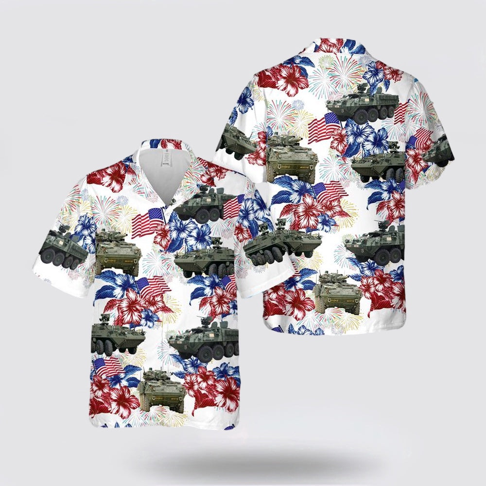 Army Hawaiian Shirt, US Army Stryker Tank Flag Hawaiian Shirt