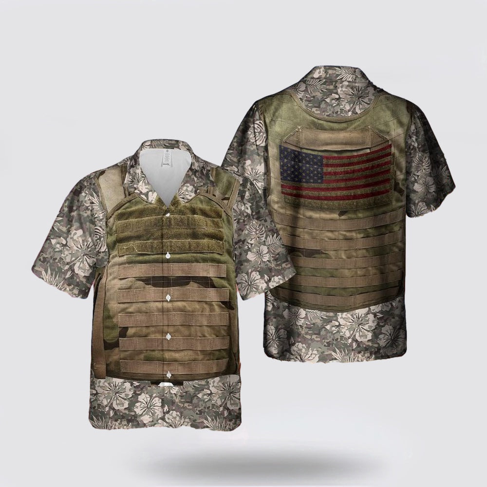 Army Hawaiian Shirt, US Army Tactical Vest Hawaiian Shirt