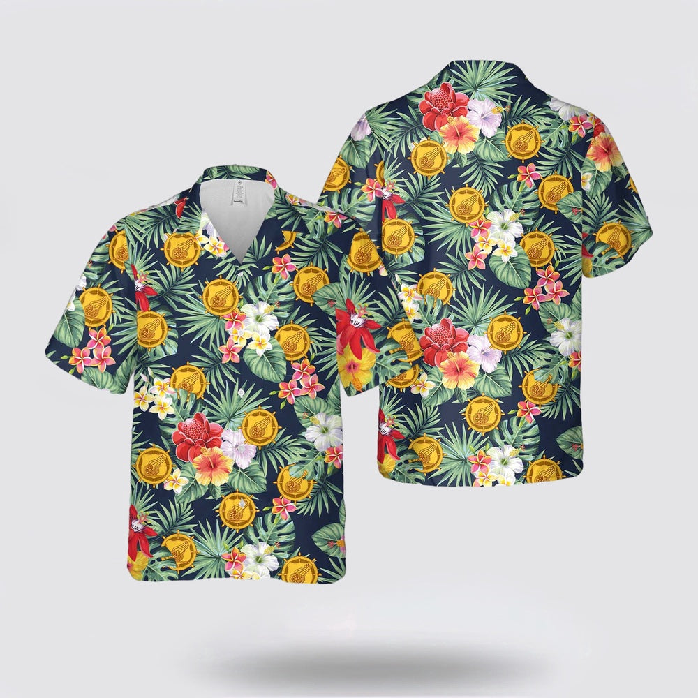 Army Hawaiian Shirt, US Army Transportation Corps Branch Insignia Hawaiian Shirt