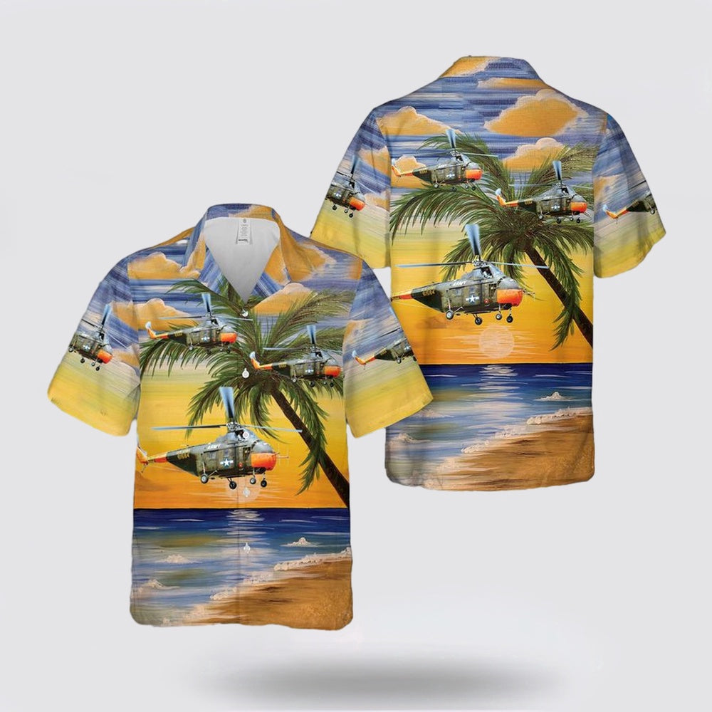 Army Hawaiian Shirt, US Army UH-19D Chickasaw Hawaiian Shirt