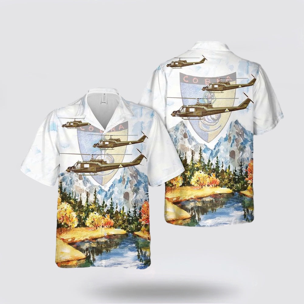 Army Hawaiian Shirt, US Army UH-1C Cobra Lead Gunship 114th Assault Helicopter Company, 1st Aviation Battalion Hawaiian Shirt