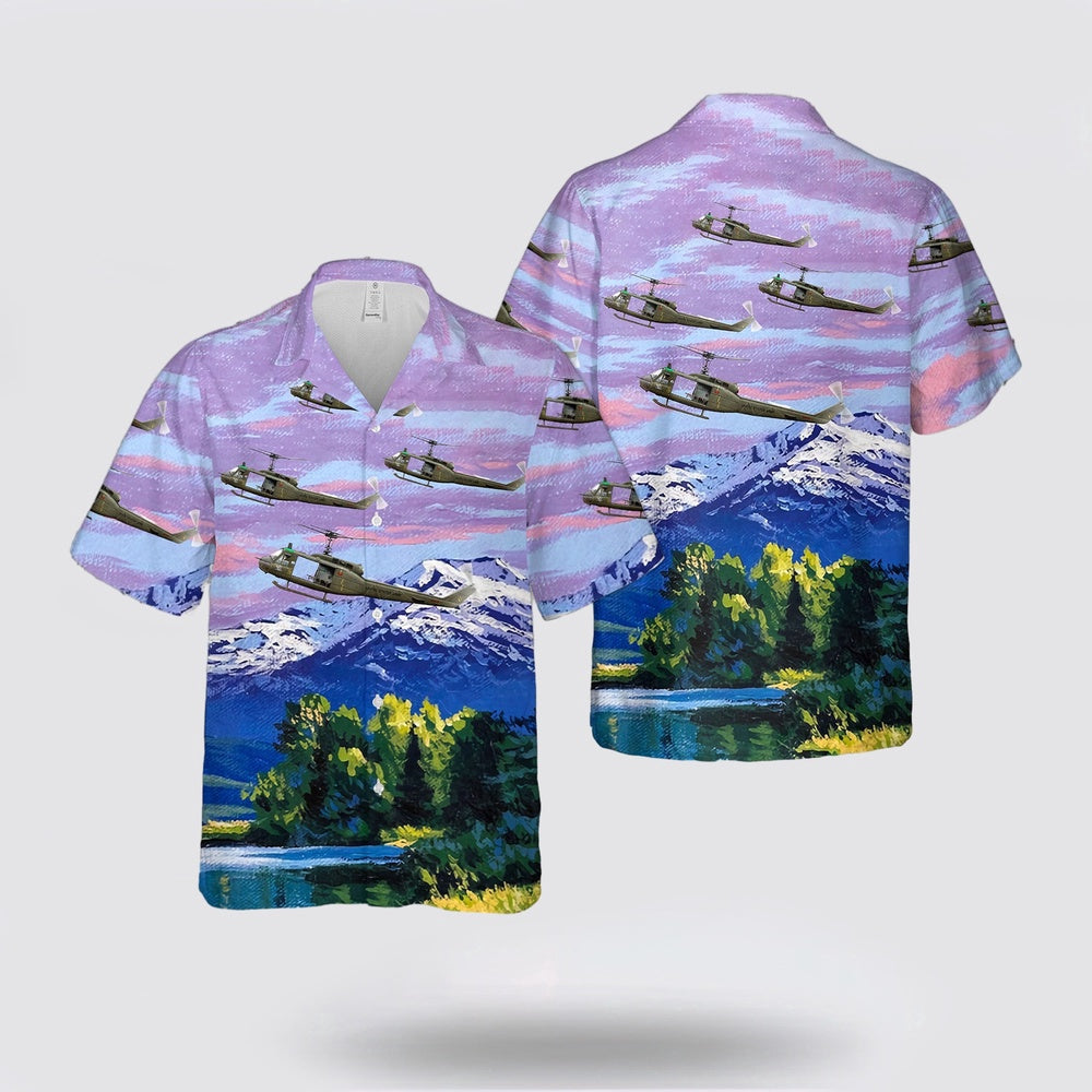 Army Hawaiian Shirt, US Army UH-1D “Iroquois 1st Cavalry Division (Airmobile), 229th Aviation Battalion, “A” Company Vietnam, 1965 Hawaiian Shirt