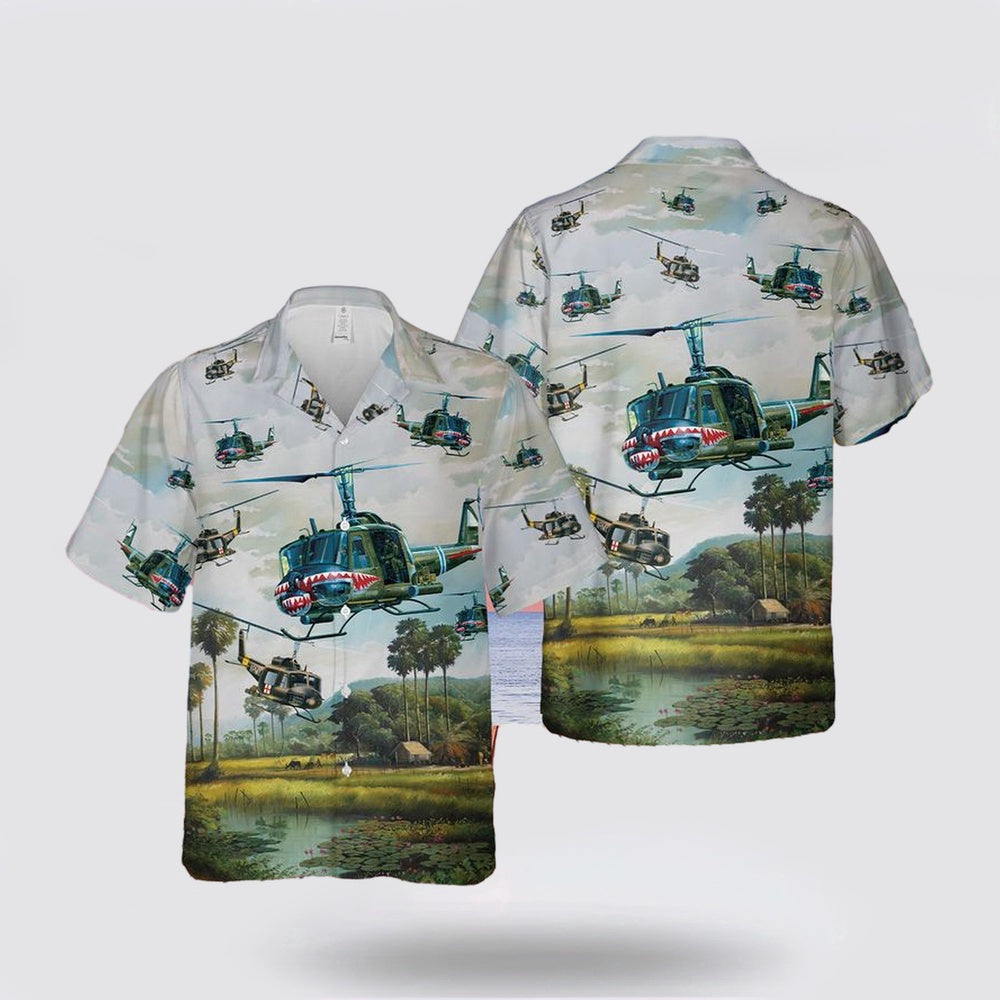 Army Hawaiian Shirt, US Army UH-1 Iroquois Huey Hawaiian Shirt