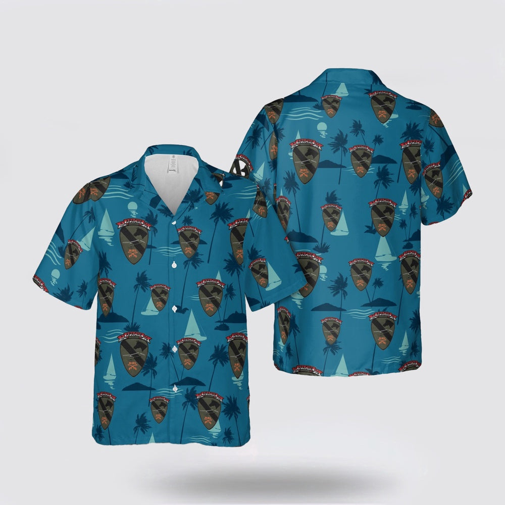 Army Hawaiian Shirt, US Army Vietnam 1st Cavalry Division 9th Cavalry Regiment A Troop Apache Blues Hawaiian Shirt