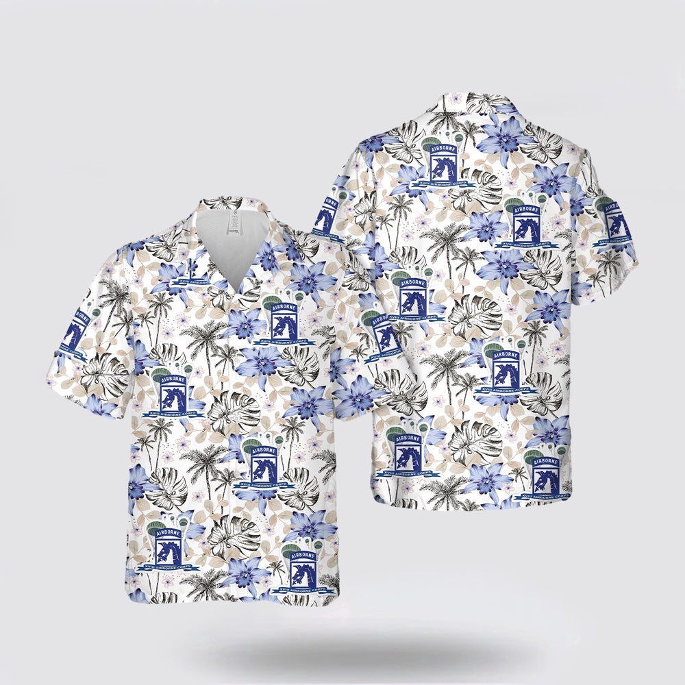 Army Hawaiian Shirt, US Army XVIII Airborne Corps With Parachute Ribbon Hawaiian Shirt