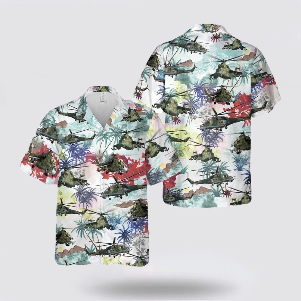 Army Hawaiian Shirt, United States Army Mil Mi-24 Hawaiian Shirt, Military Hawaiian Shirt