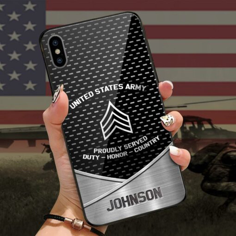 Army Phone Case, Us Army Proudly Served Phone Case,  Custom Luminous Phone case, Military Phone Cases