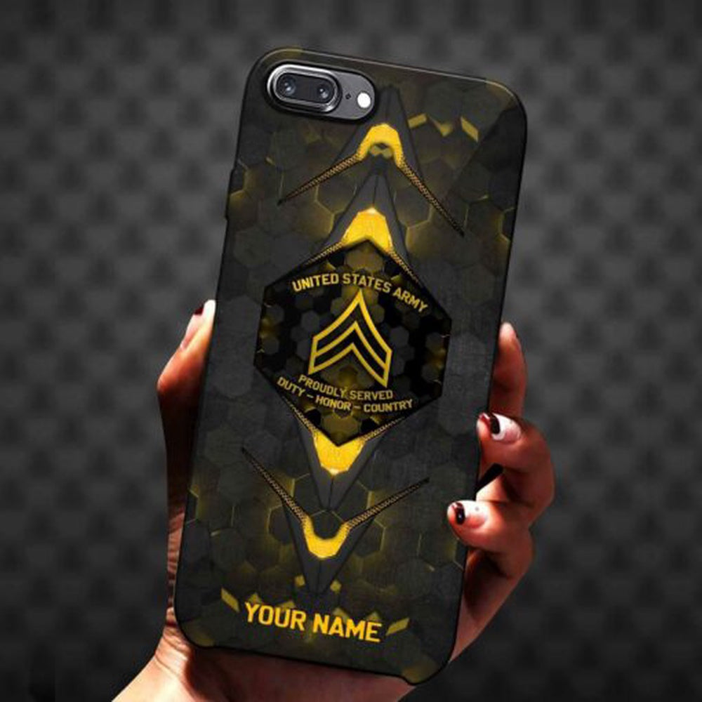 Army Phone Case, Us Army Sport Style Phone Case, Custom Name And Rank, Military Phone Cases