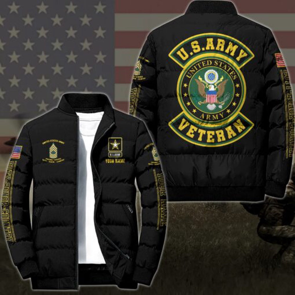 Army Puffer Jacket, US Army Military Puffer Jacket Custom Your Name And Rank, Military Jacket