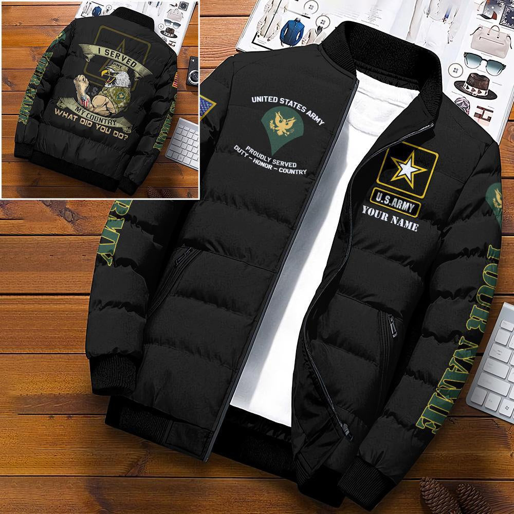 Army Puffer Jacket, US Army Puffer Jacket Custom Your Name And Rank, Military Puffer Jacket