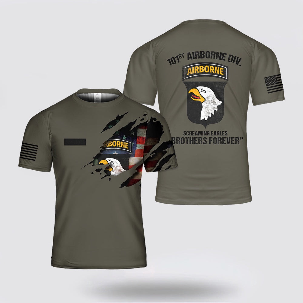Army T Shirt, Custom Name US Army 101st Airborne Division 3D T Shirt