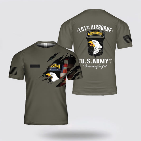 Army T Shirt, Custom Name US Army 101st Airborne Division T Shirt 3D