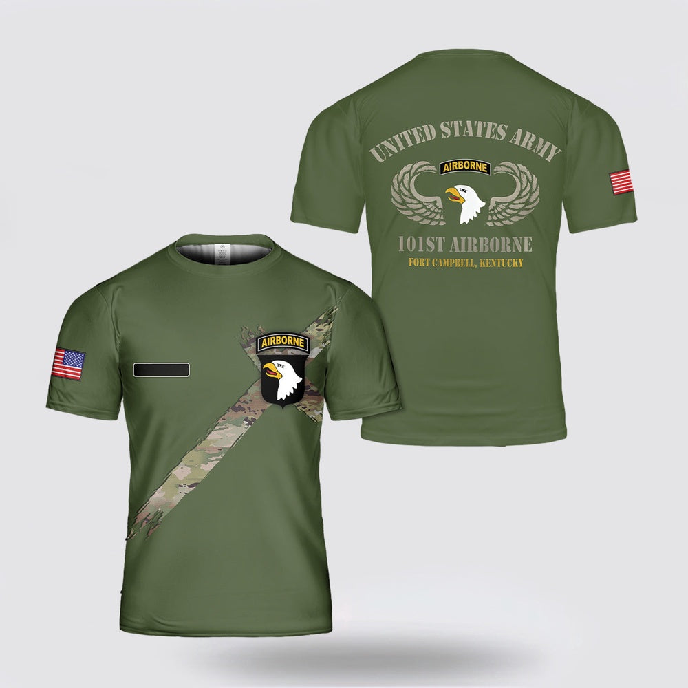 Army T Shirt, Custom Name US Army 101st Airborne Fort Campbell T Shirt 3D