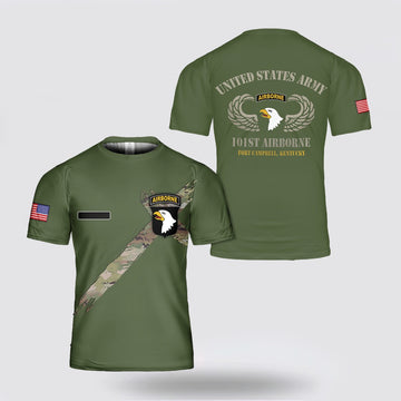 Army T Shirt, Custom Name US Army 101st Airborne Fort Campbell T Shirt 3D