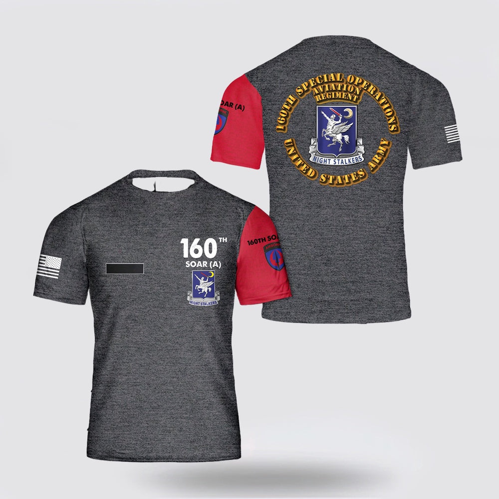 Army T Shirt, Custom Name US Army 160th Special Operations Aviation Regiment (Airborne) T Shirt 3D