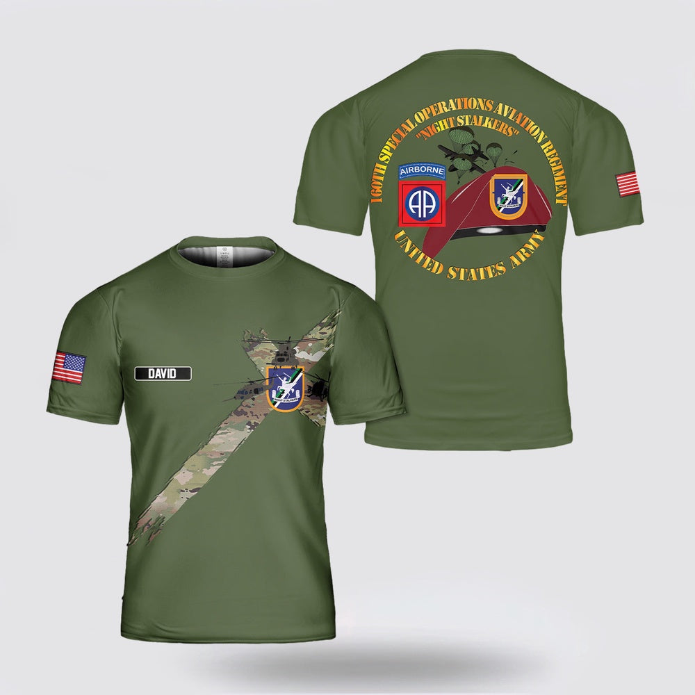 Army T Shirt, Custom Name US Army 160th Special Operations Aviation Regiment T Shirt 3D