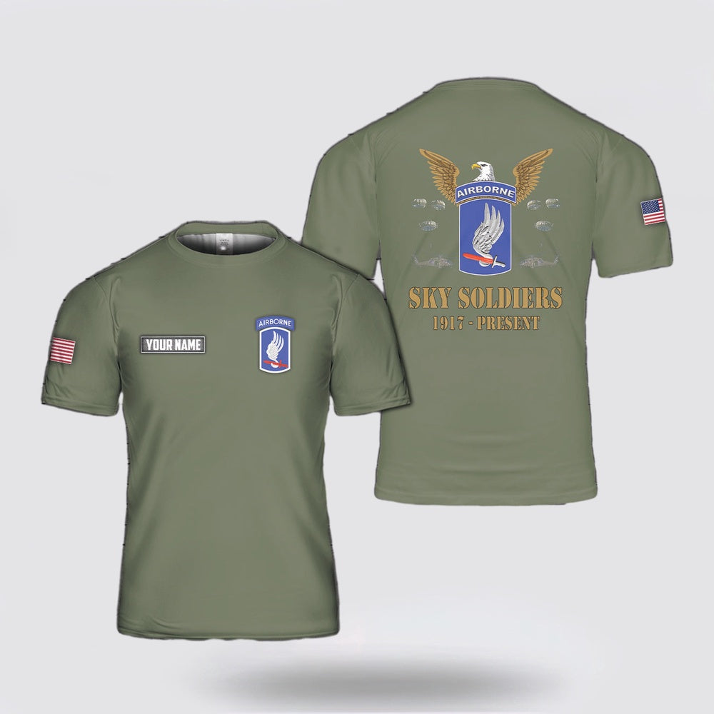 Army T Shirt, Custom Name US Army 173rd Airborne Brigade Print T Shirt 3D