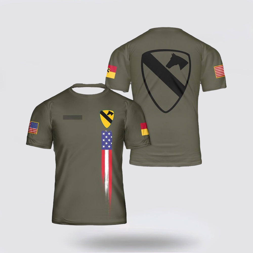 Army T Shirt, Custom Name US Army 1st Cavalry Division T Shirt 3D