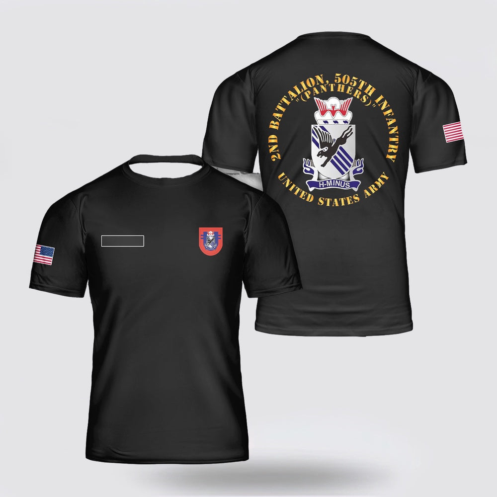 Army T Shirt, Custom Name US Army 2-505th Parachute Infantry Regiment T Shirt 3D
