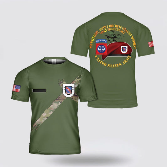 Army T Shirt, Custom Name US Army 2nd Battalion, 508th Parachute Infantry Regiment T Shirt 3D