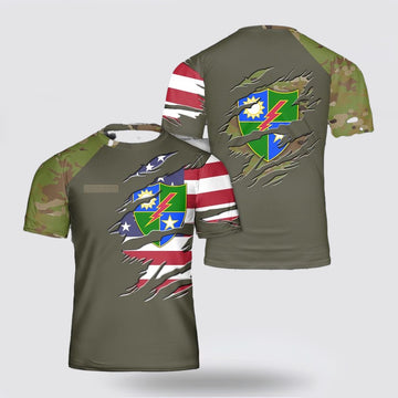 Army T Shirt, Custom Name US Army 75th Ranger Regiment All Over Print T Shirt 3D
