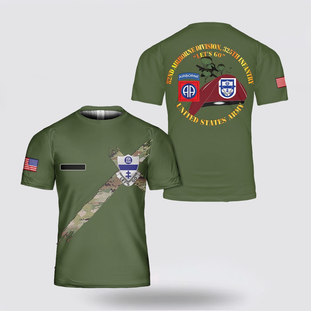 Army T Shirt, Custom Name US Army 82nd Airborne Division 325th Airborne Infantry Regiment T Shirt 3D