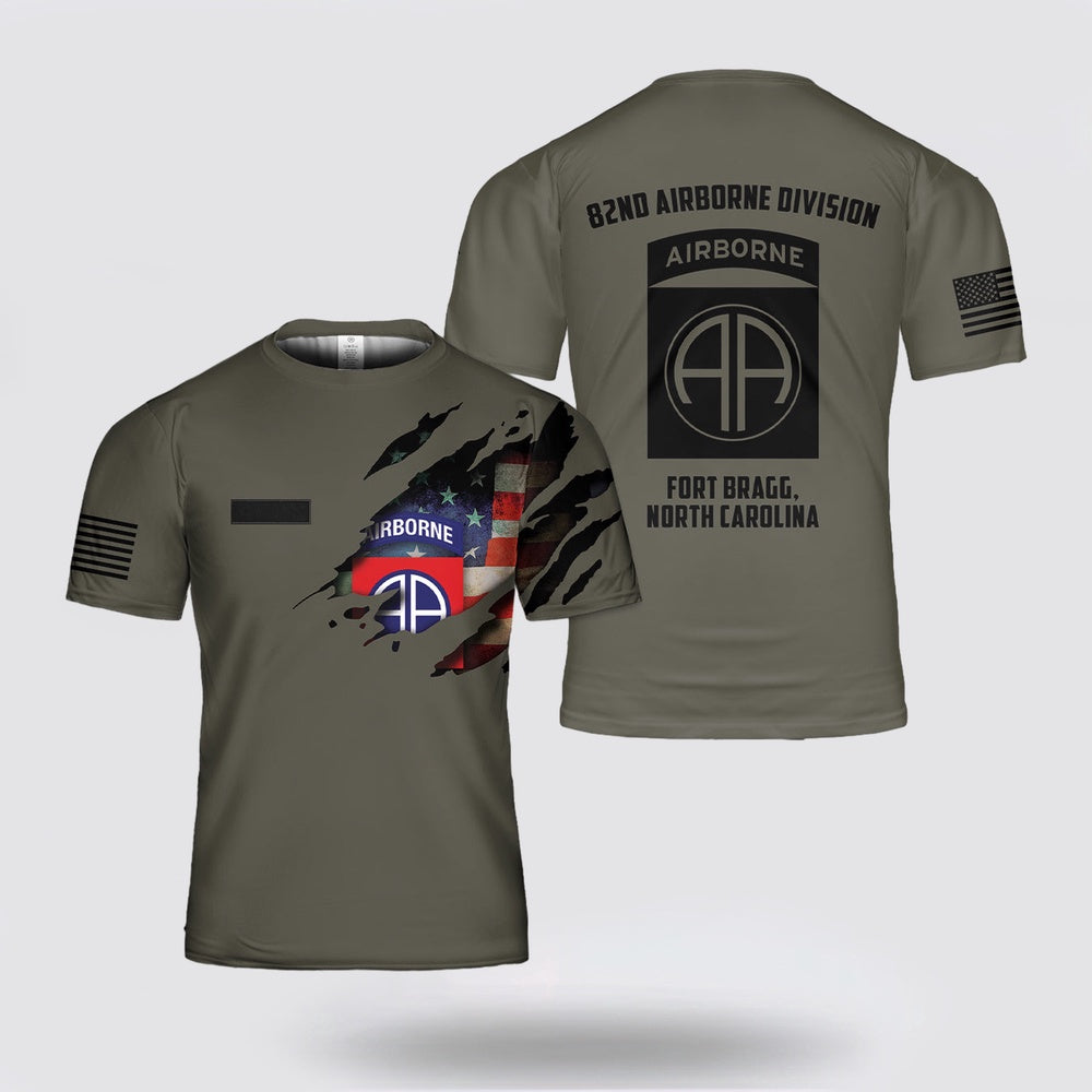 Army T Shirt, Custom Name US Army 82nd Airborne Division 3D T Shirt